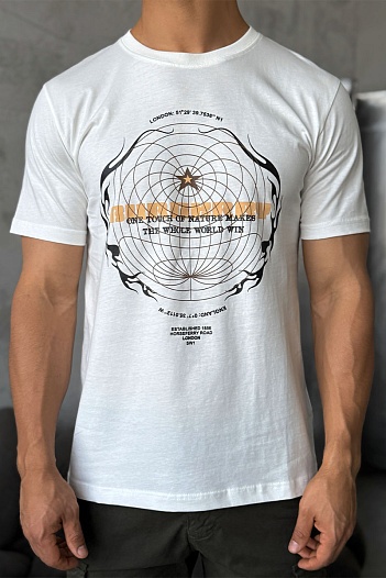 Мужская футболка Burberry Globe-graphic - White   