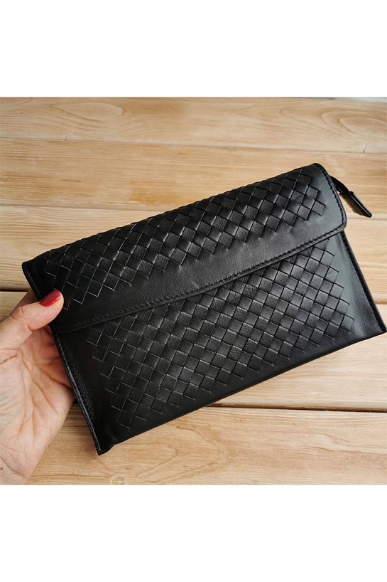 Кожаная барсетка Bottega Veneta Intrecciato 23.5x14.5 см