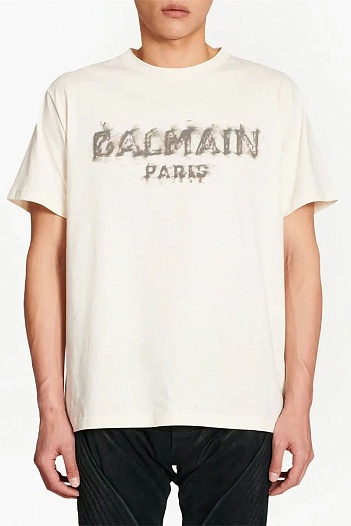 Футболка белого цвета Balmain Paris logo-print   