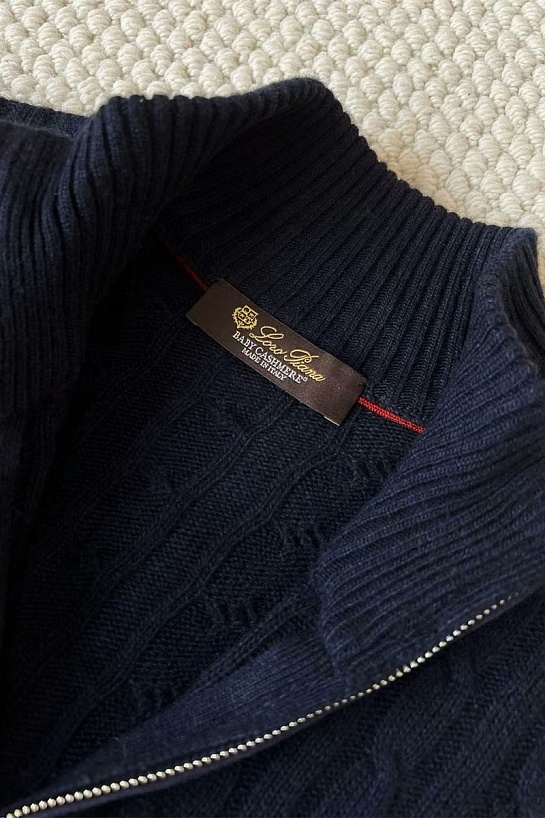 Кашемировый свитер Loro Piana Premium zip-up - Navy