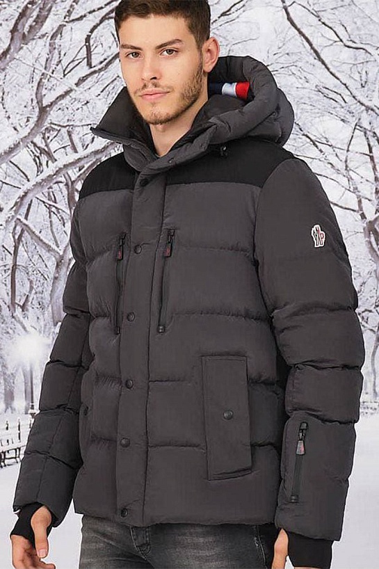 Утеплённая тёмно-серая куртка Moncler Grenoble