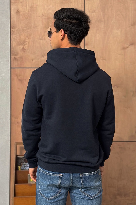 Мужское тёмно-синее худи Valentino logo-embroidered