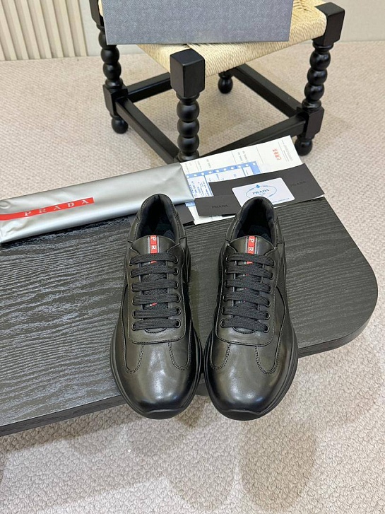Кожаные кроссовки Prada America's Cup - Black