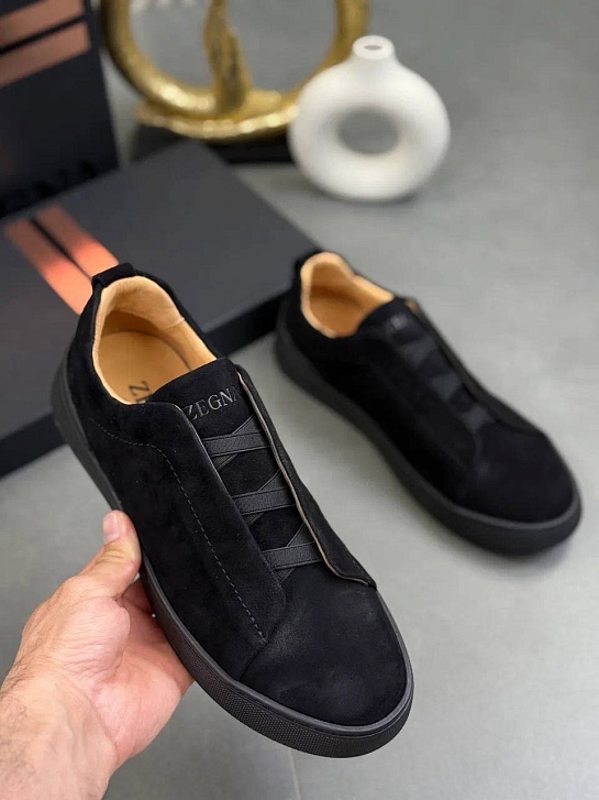 Замшевые кроссовки Zegna Triple Stitch