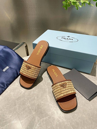 Женские шлёпанцы Prada Premium - Brown   