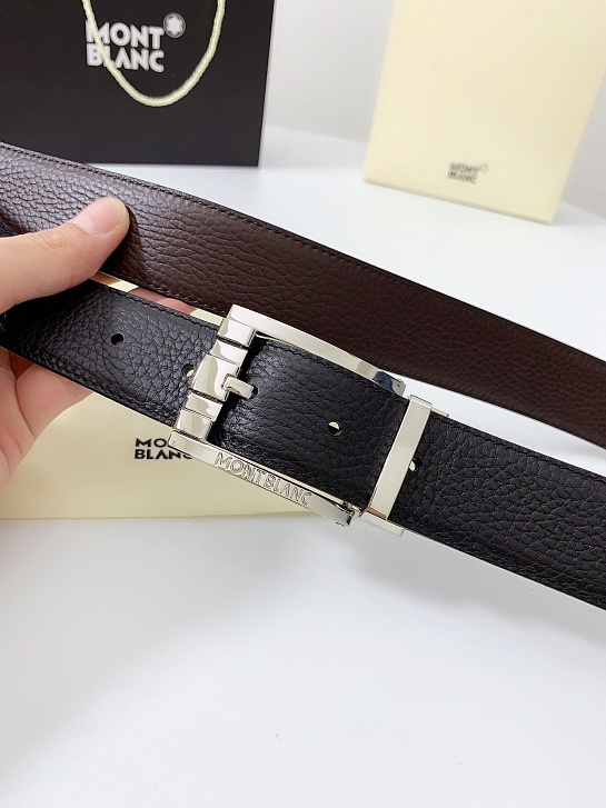 Двусторонний кожаный ремень Montblanc Premium (ширина 3.5 см)