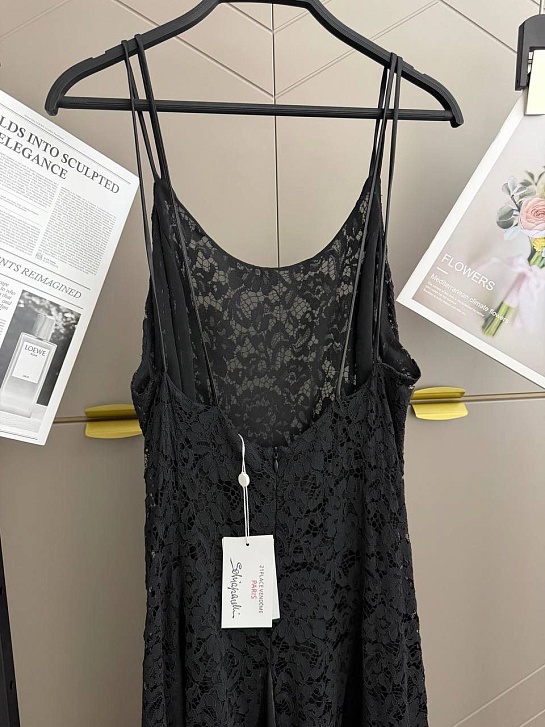 Женское чёрное платье на бретельках Schiaparelli premium