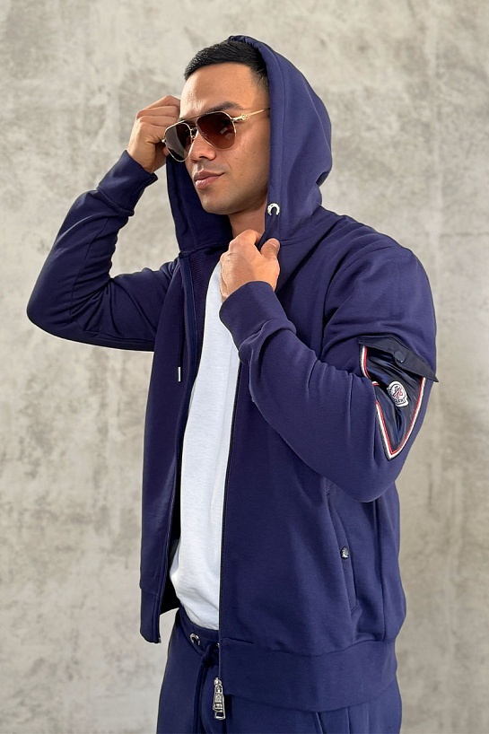 Мужская кофта фиолетового цвета Moncler side pocket