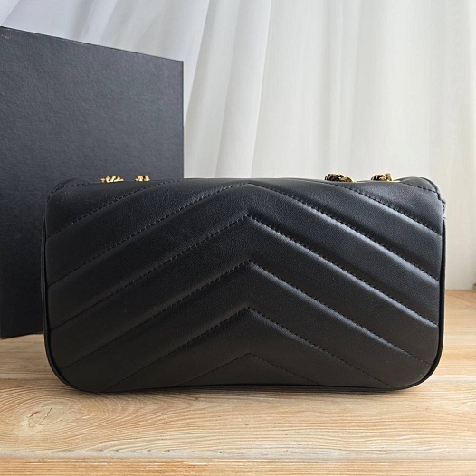Кожаная чёрная сумка Yves Saint Laurent LouLou 30x15 см   
