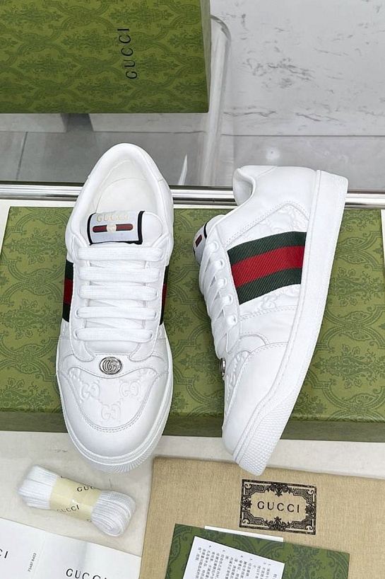 Женские кожаные кроссовки Gucci GG Screener Premium