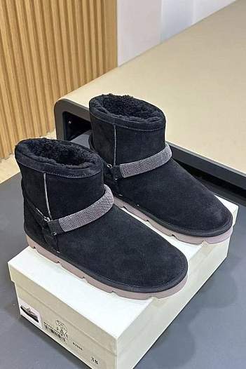 Женские замшевые угги с мехом Brunello Cucinelli Monili Premium   