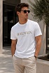 Белая футболка Balmain Paris gold logo-print