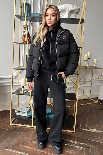 Женский чёрный костюм тройка MIU MIU   