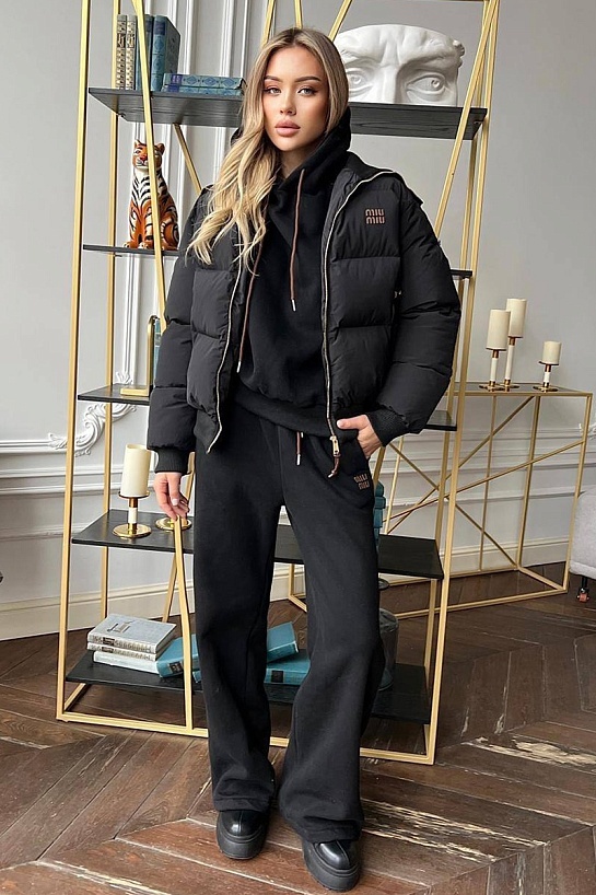 Женский чёрный костюм тройка MIU MIU