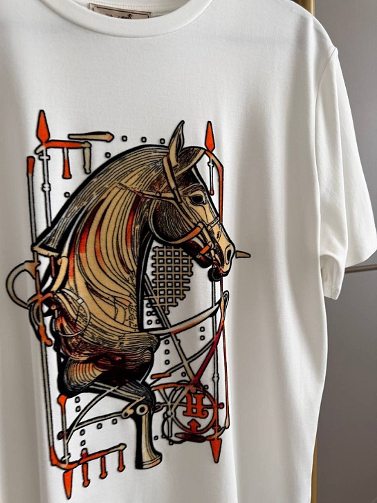 Белая женская футболка Hermes premium