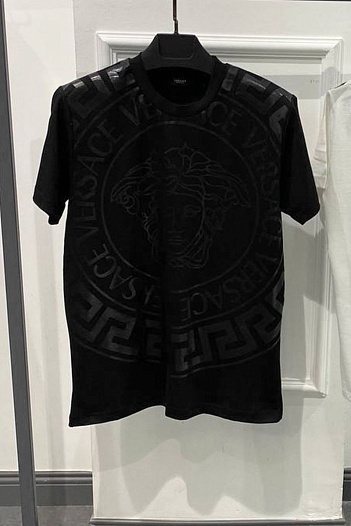 Мужская чёрная футболка Versace Medusa-print   