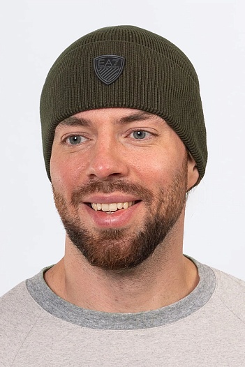 Шапка цвета хаки Emporio Armani 7 Mountain U Shield   