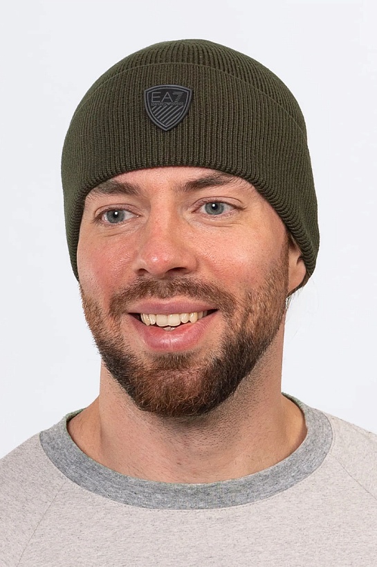 Шапка цвета хаки Emporio Armani 7 Mountain U Shield