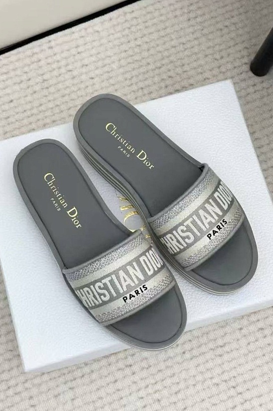 Женские шлёпанцы на платформе Dior Premium - Grey