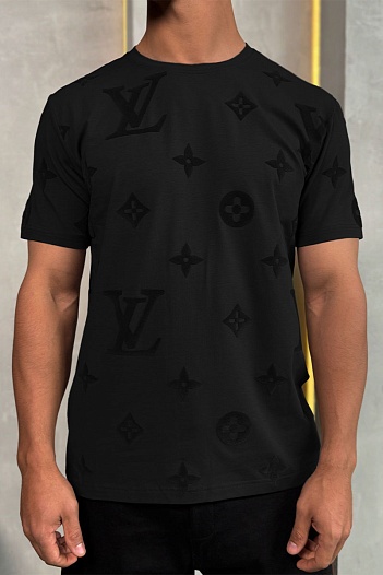 Чёрная мужская футболка Louis Vuitton Monogram All-over   