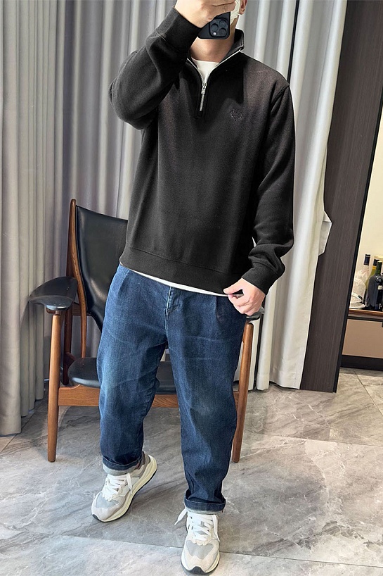 Утеплённая кофта Loro Piana zip-neck - Black