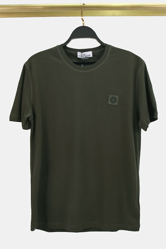 Мужская футболка цвета хаки Stone Island compass badge