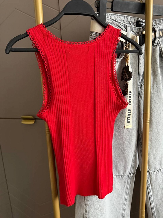 Женская красная майка MIU MIU premium