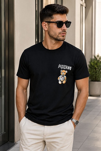 Мужская чёрная футболка Moschino Teddy Bear   