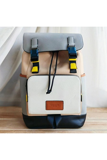 Кожаный рюкзак Coach Track colorblock 40x32 см   