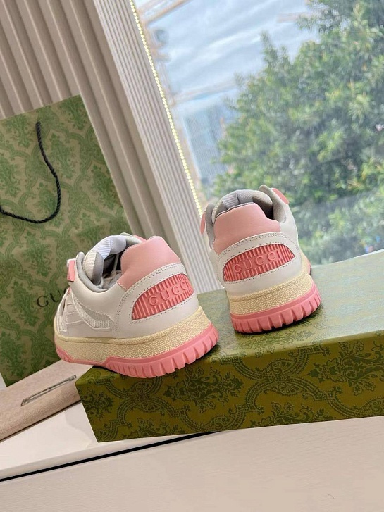 Женские кроссовки Gucci Premium - White / Pink