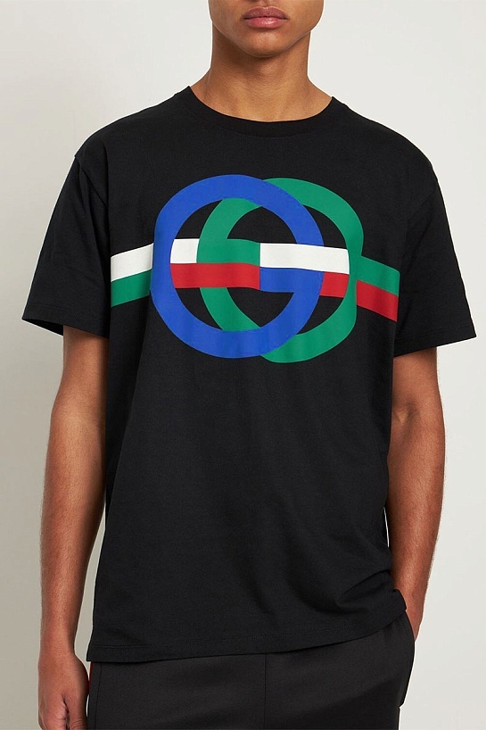 Мужская футболка чёрного цвета Gucci GG print
