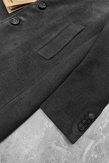 Тёмно-серое пальто Burberry London England logo-embroidered   