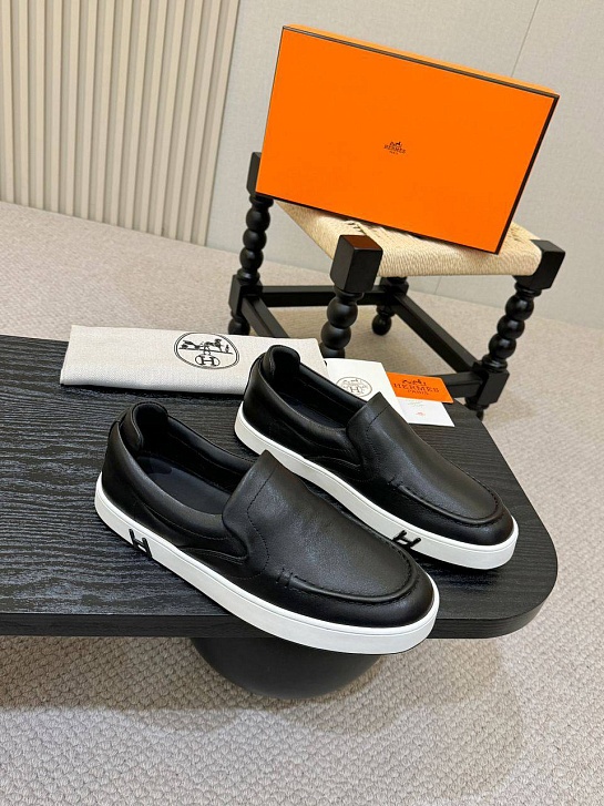 Мужские кожаные слипоны Hermes Kiddy - Grey