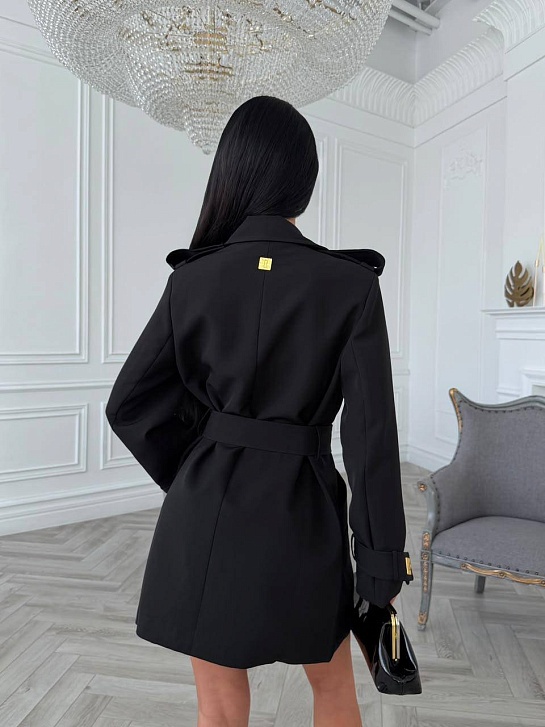 Женское чёрное пальто Schiaparelli premium