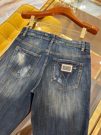 Мужские синие джинсы Dolce & Gabbana skinny fit Premium   