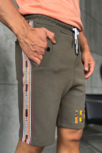 Мужские зелёные шорты Dsquared2 Icon tropical   
