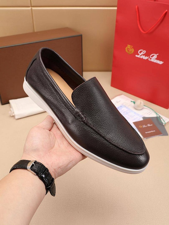 Мужские кожаные лоферы Loro Piana Summer Walk - Brown