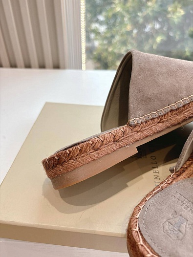 Женские замшевые шлёпанцы Brunello Cucinelli Premium - Brown   