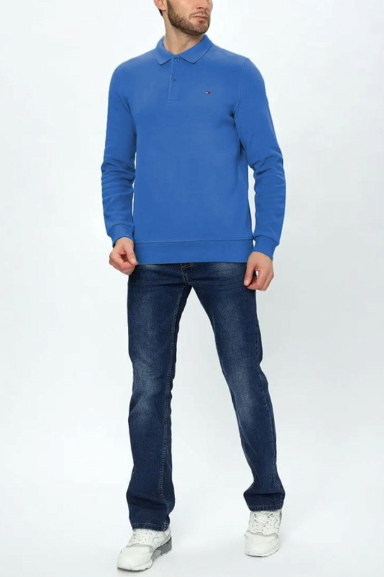Синее поло с длинным рукавом Tommy Hilfiger