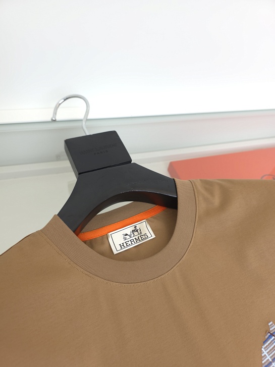 Мужская коричневая футболка Hermes premium