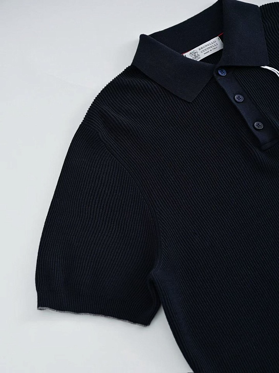 Мужское тёмно-синее поло Brunello Cucinelli premium