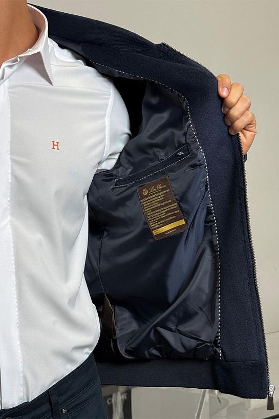 Мужской бомбер Loro Piana синего цвета