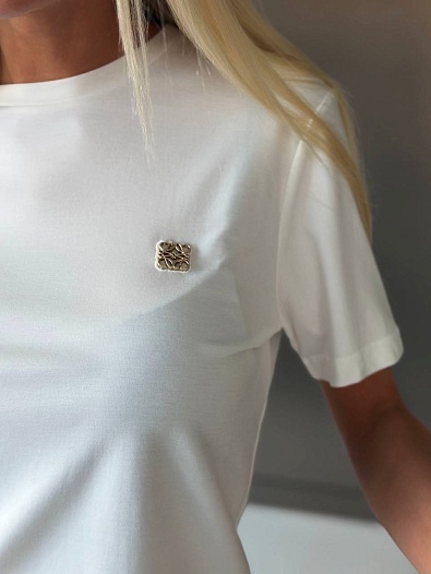 Белая женская футболка Loewe premium   