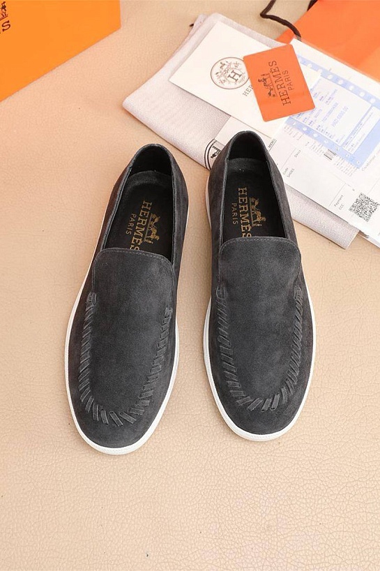 Мужские замшевые лоферы Hermes Julian - Grey