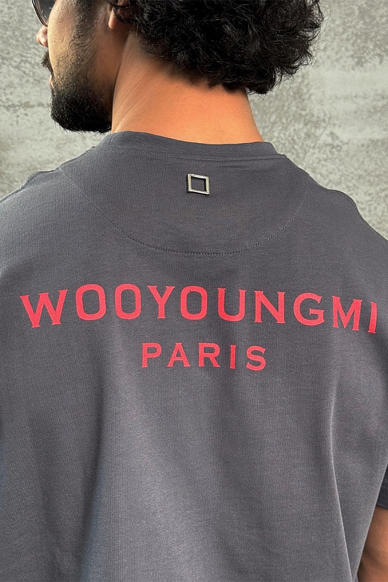 Серая оверсайз футболка Wooyoungmi logo patch