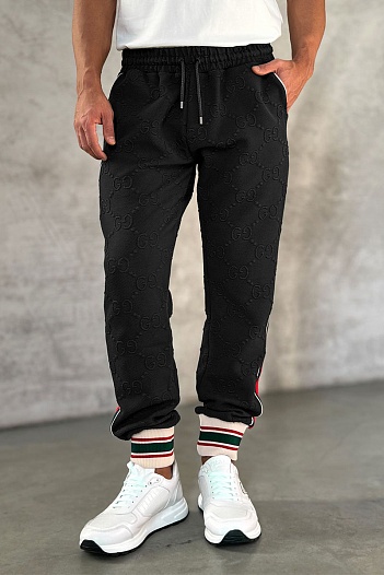 Чёрные спортивные штаны Gucci GG jacquard   