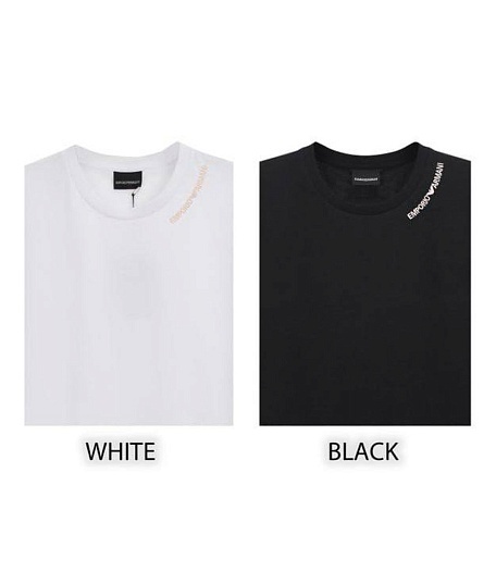 Чёрная футболка Emporio Armani logo-embroidered   