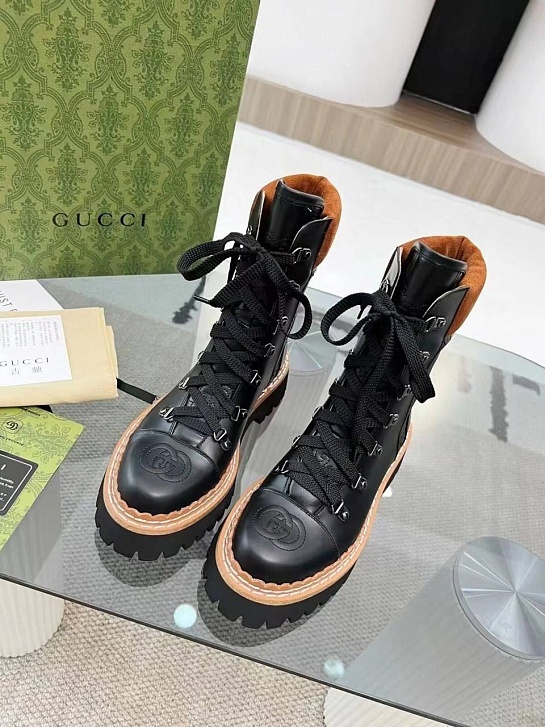 Женские кожаные ботинки Gucci