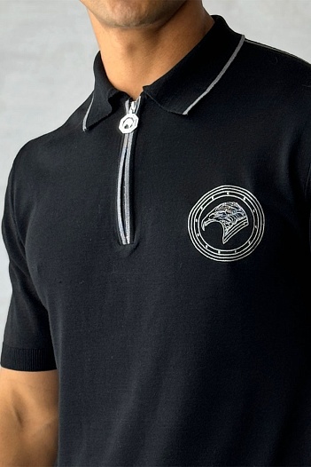 Мужское поло Stefano Ricci Eagle zip-neck - Black   