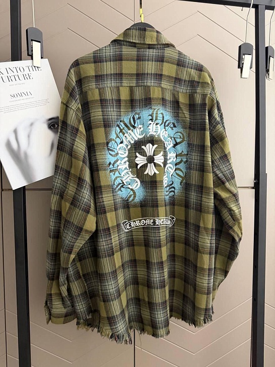 Женская оверсайз рубашка в клетку Chrome Hearts premium
